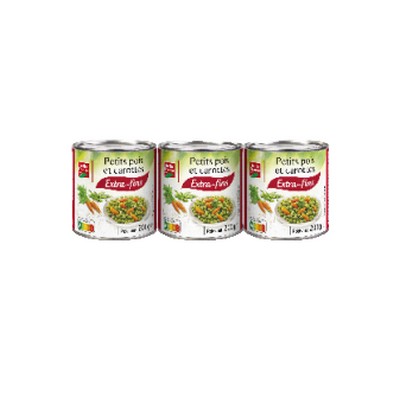 Petit pois carotte etuve extra fin 3x1/4