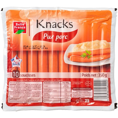 Knacks pur porc x10 350g